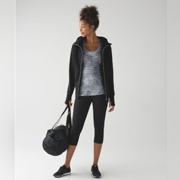 Tops - Lululemon Cool Racerback II Luon Spray Jacquard White Black Size 4